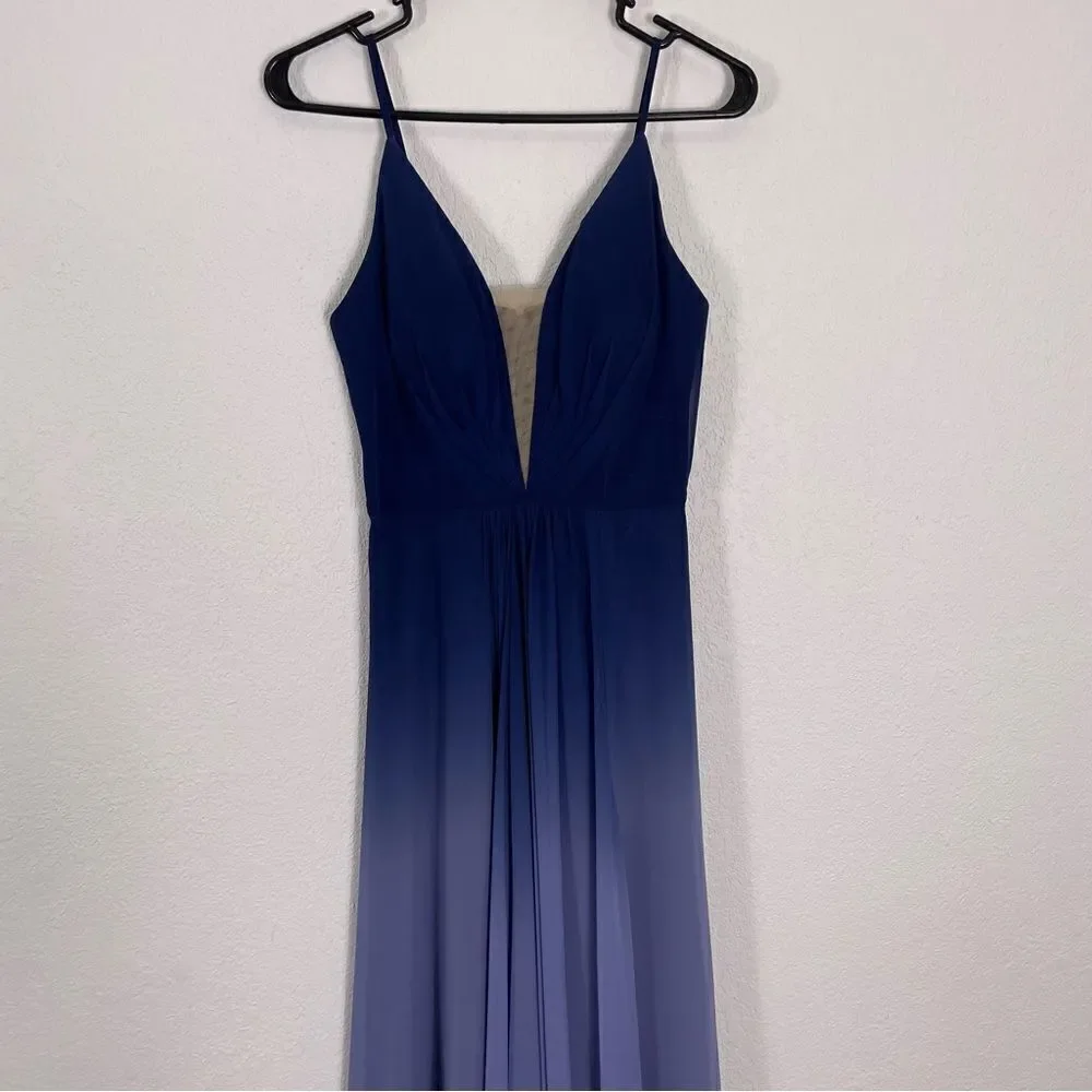 NWT Aqua‎ Blue Ombre Evening Gown Long Dress Size 2